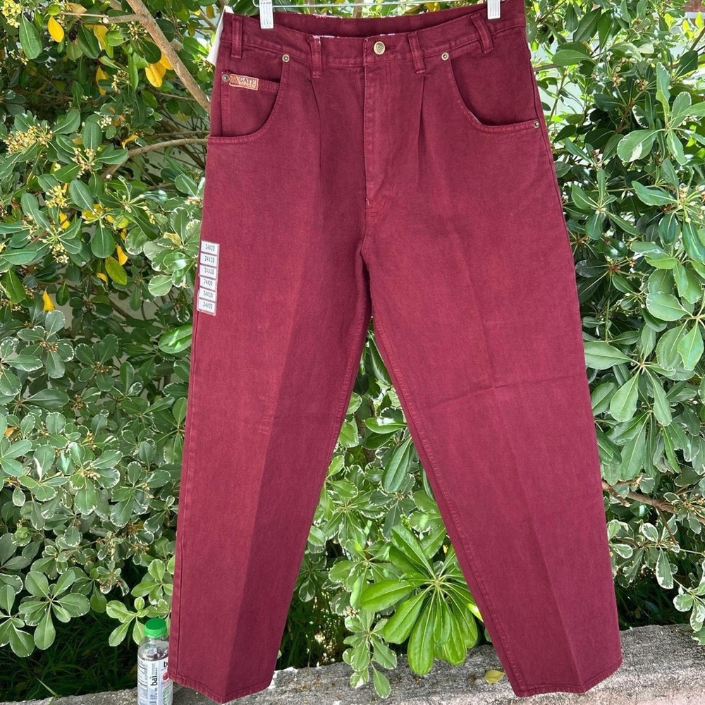 Vintage 90s Gate Jeans Burgundy NWT 32x30 100% Cotton Taiwan